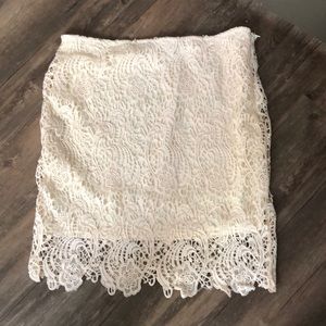 Creme skirt with lace overlay